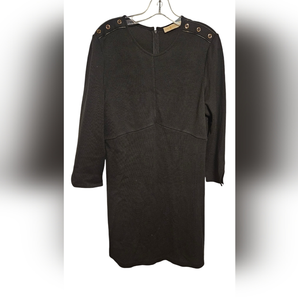 Tory Burch Women's Black Wool Blend 3/4 Sleeve Shift Dress Size XL
